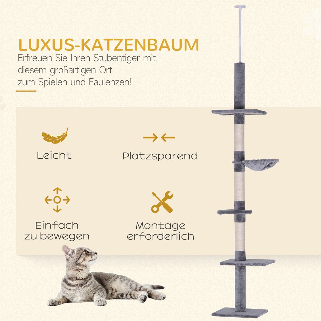 PawHut Kratzbaum Deckenhoch höhenverstellbar, stabiler Produktbild 4