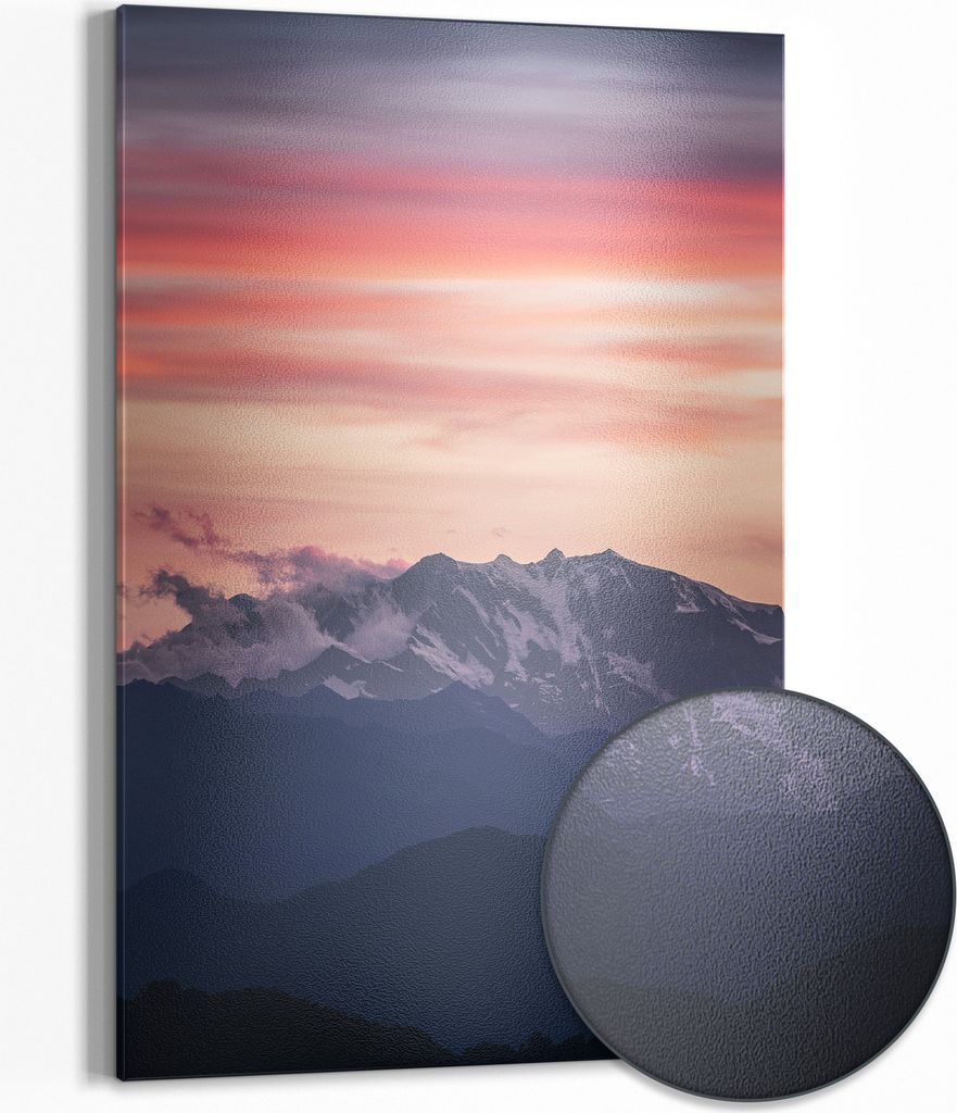 DEQORI Magnettafel Metall 60x90 cm 'Alpenabendglanz' Whiteboard Pinnwand Magnetboard Büro