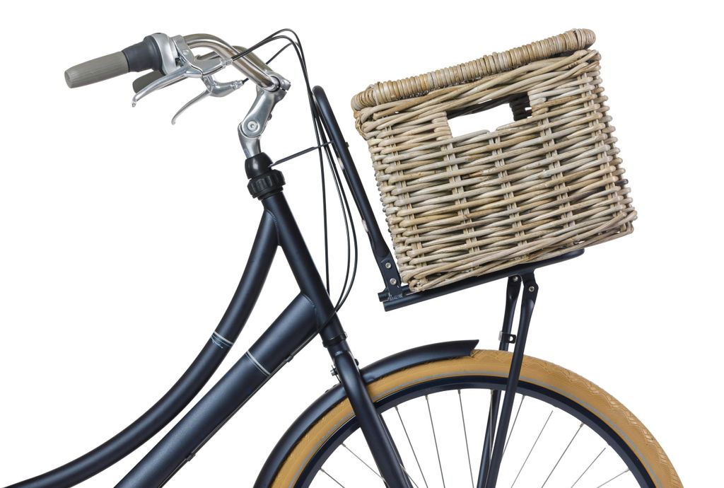 Basil DAX L Rattan Fahrradkorb, Stilvoller rechteckiger Produktbild 