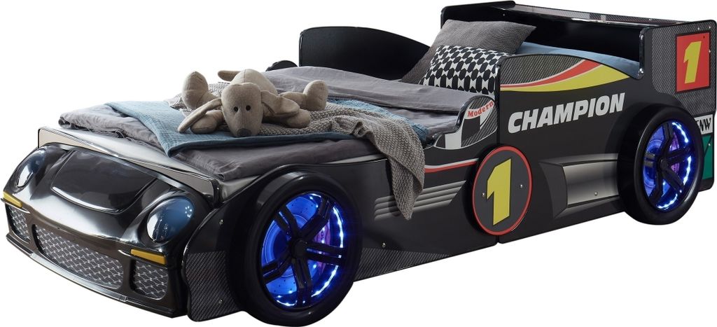 Autobett >Rinum< Liegefläche 90x200cm, Schwarz mit Fotodruck - 106x64x220 (B/H/T)