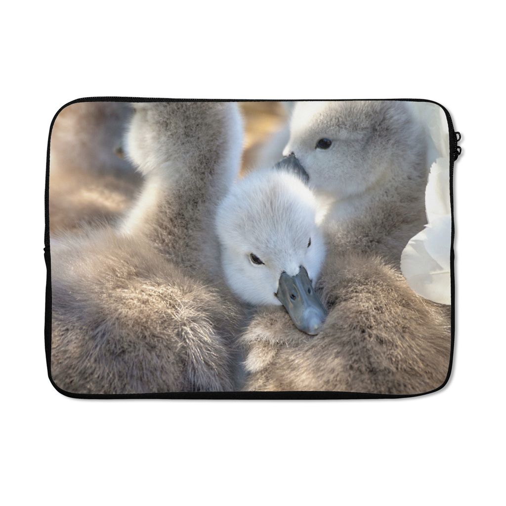 MuchoWow Laptop Hülle 14 ZollSchwäne - Licht - Küken Laptoptasche - Laptoptasche - Stoßsicher - Schutzhaube