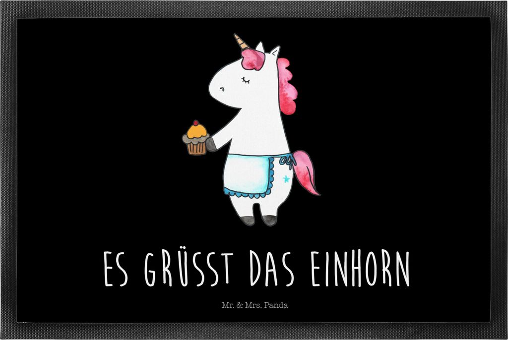 Mr. & Mrs. Panda Schmutzmatte Einhorn Muffin 40 x 60 cm - Schwarz - Geschenk, Glückwünsche, Liebesgrüße, Outdoor-Matte, Fussmatte, Unicorn, Geb...