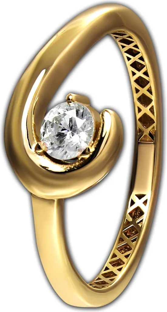 Bague or jaune 333 sertie d'un oxyde de zirconium brillant taille 54