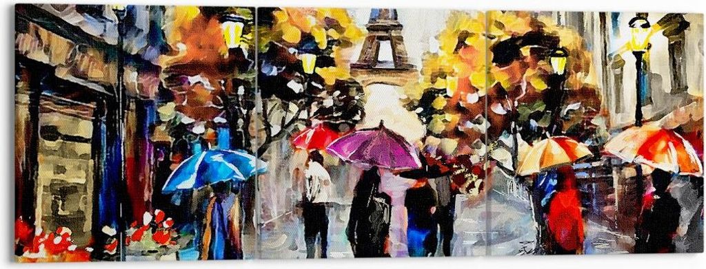 Bild auf Leinwand - Leinwandbild - Paris Stadt Zuhause - 150x50cm - Wand Bild - Wanddeko - Leinwanddruck - Bilder - Kunstdruck - Wanddekoration - L...