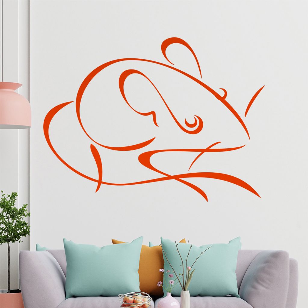 Maus Linien Wandtattoo in 6 Größen - Wandaufkleber Wall Sticker - Dekoration, Küche, Wohnzimmer, Schlafzimmer, Badezimmer
