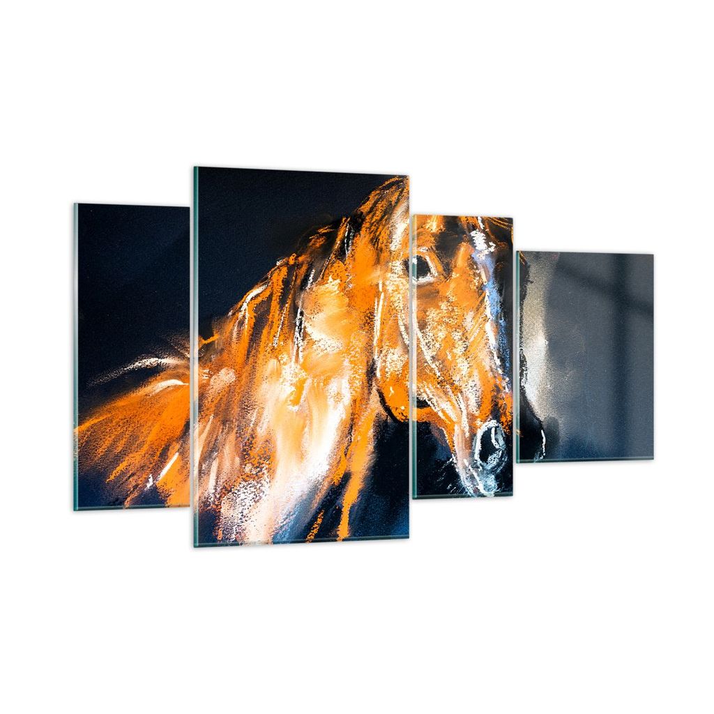 Bilder auf glas - Pferd Natur Tier - 120x70cm - Glasbilder - Wandbilder - Kunstdruck - zum Aufhängen bereit - Wanddekoration aus Glas - Glas Bilde...