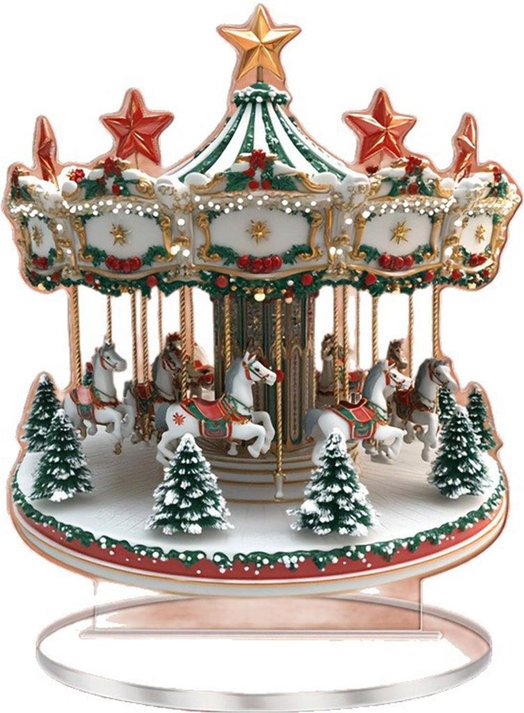 Weihnachtsschmuck, wasserdicht, Acryl, 2D, flaches Karussell, Weihnachtsschmuck, große Größe, Tischdekoration