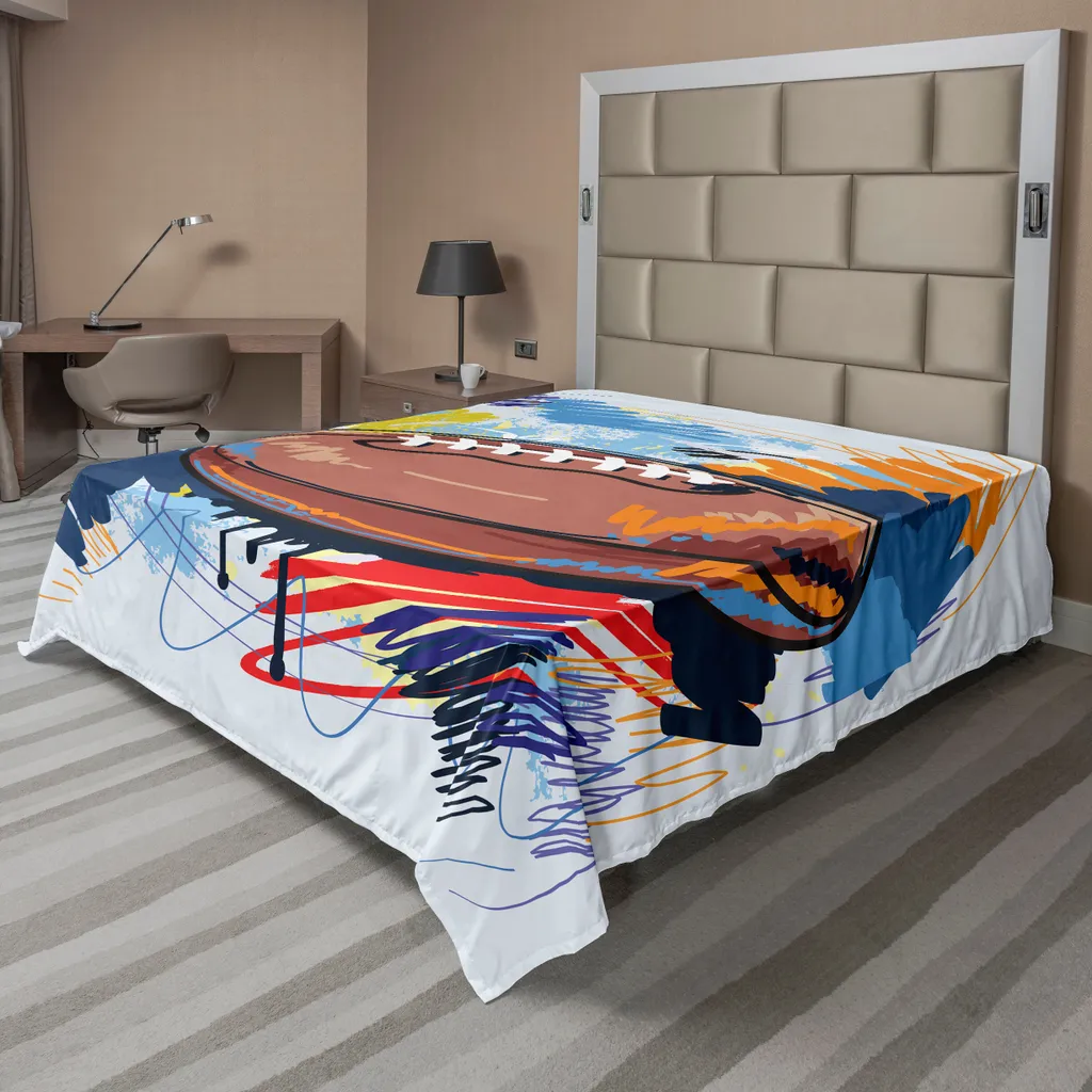Drap de lit supérieur rugby 266x260cm en tissu doux imprimé multicolore