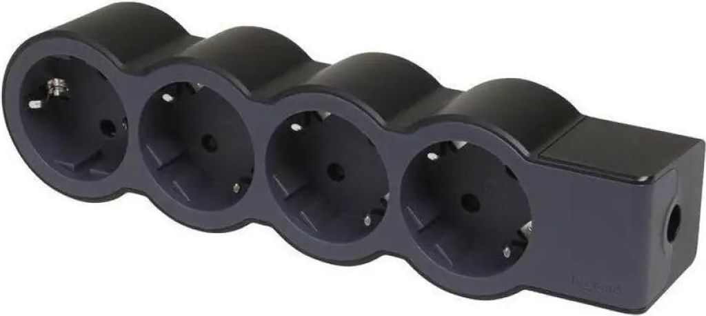Legrand Flache Steckdosenleiste 4x Steckdose, ohne Kabel Kabel Schwarz 694576