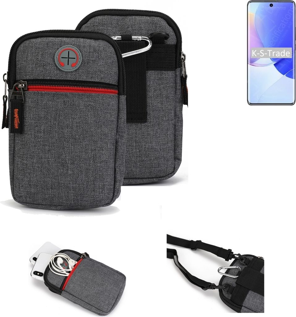 K-S-Trade Holster Gürteltasche kompatibel mit Huawei nova 9 Handy Tasche Schutz Hülle grau Zusatzfächer 1x