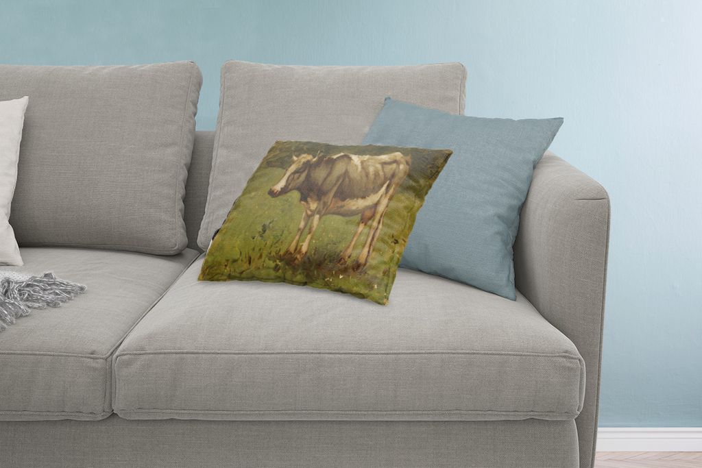 MuchoWow Zierkissen Sofakissen Wohnzimmer Dekokissen 60x40 cm Kuh - Gemälde von Anton Mauve - Kopfkissen - Polster mit Foto