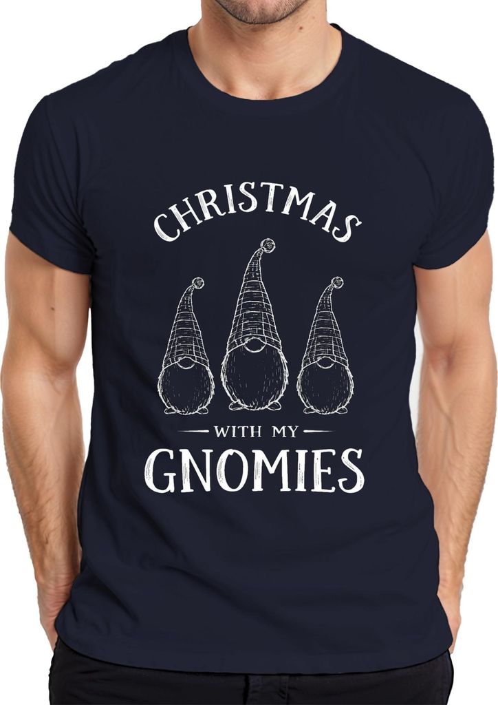 Christmas with my Gnomies Weihnachten Weihnachtswichtel Gnome Herren T-Shirt, Navy, 3XL