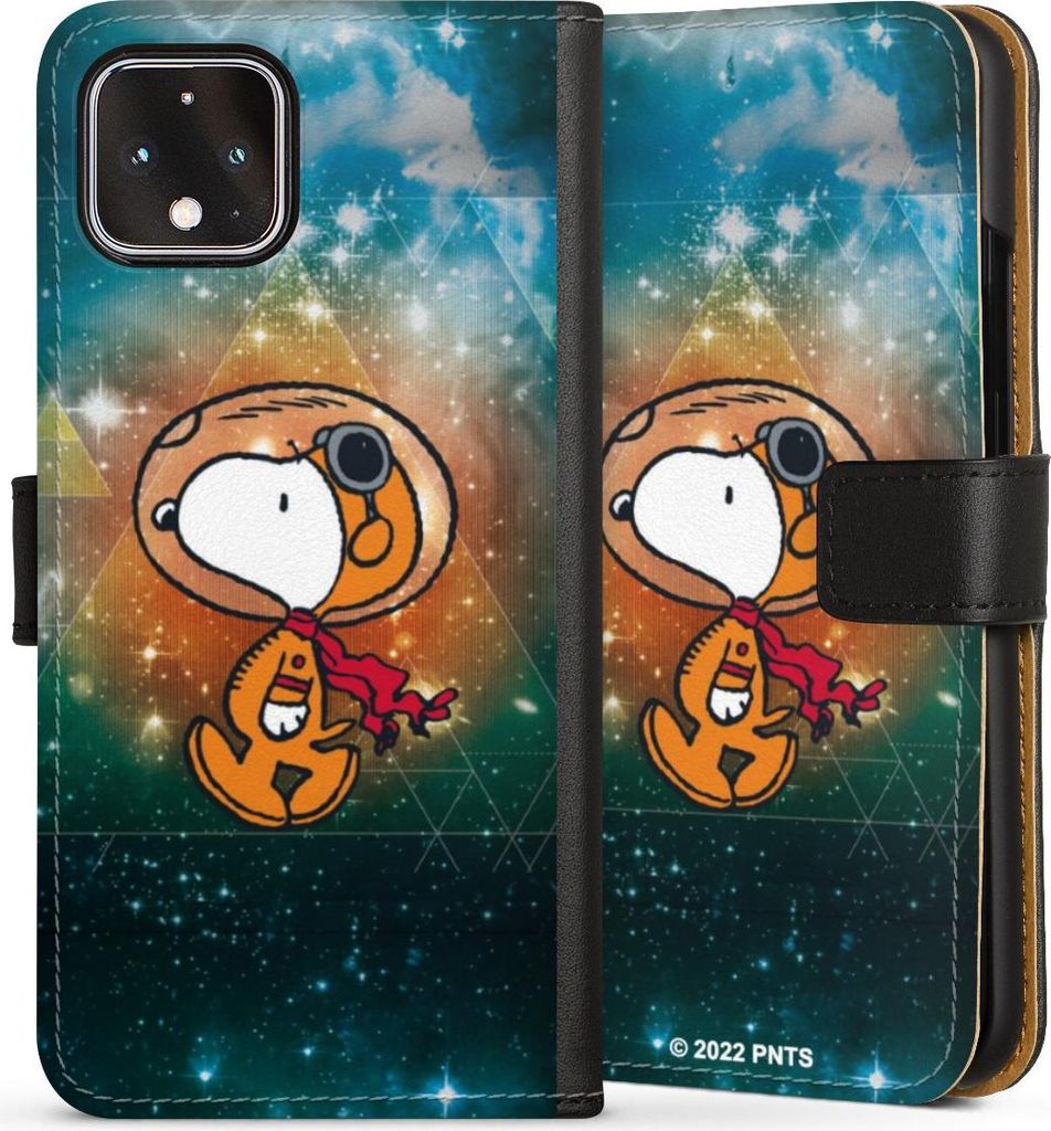 DeinDesign Klapphülle für Google Pixel 4 Handytasche Lederhülle Tasche Astronaut Offizielles Lizenzprodukt Snoopy