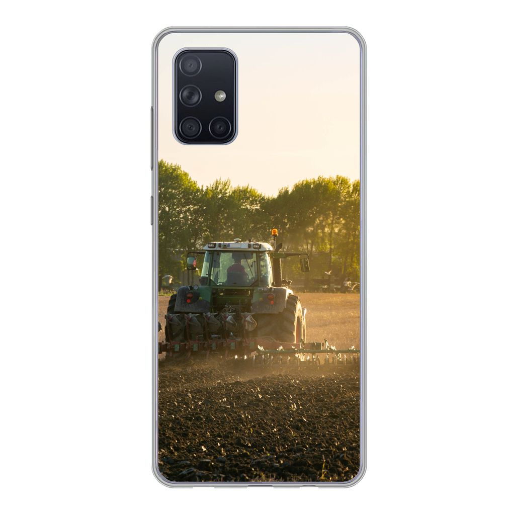MuchoWow Handyhülle Schutzhülle Hülle für Samsung Galaxy A51 Traktor - Vogel - Land Silikon Softcase Handy Hülle - Schutzabdeckung