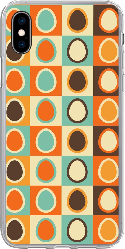 MuchoWow Handyhülle Schutzhülle Hülle für Telefoonhoesje iPhone Xs Retro - Muster - Ei Silikon Softcase Handy Hülle - Handytasche