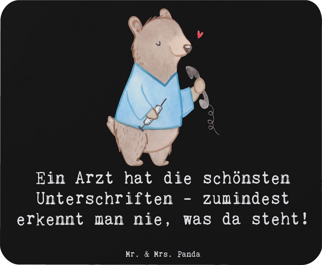 Mr. & Mrs. Panda Mauspad Arzt Unterschrift - Schwarz - Geschenk, Beruf, Kinderarzt, Berufe, laptop, Geschenke für Berufstätige, computer mousepad...