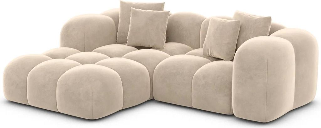 Samtstoff L-Form Studio Sofa Valora Creme Links
