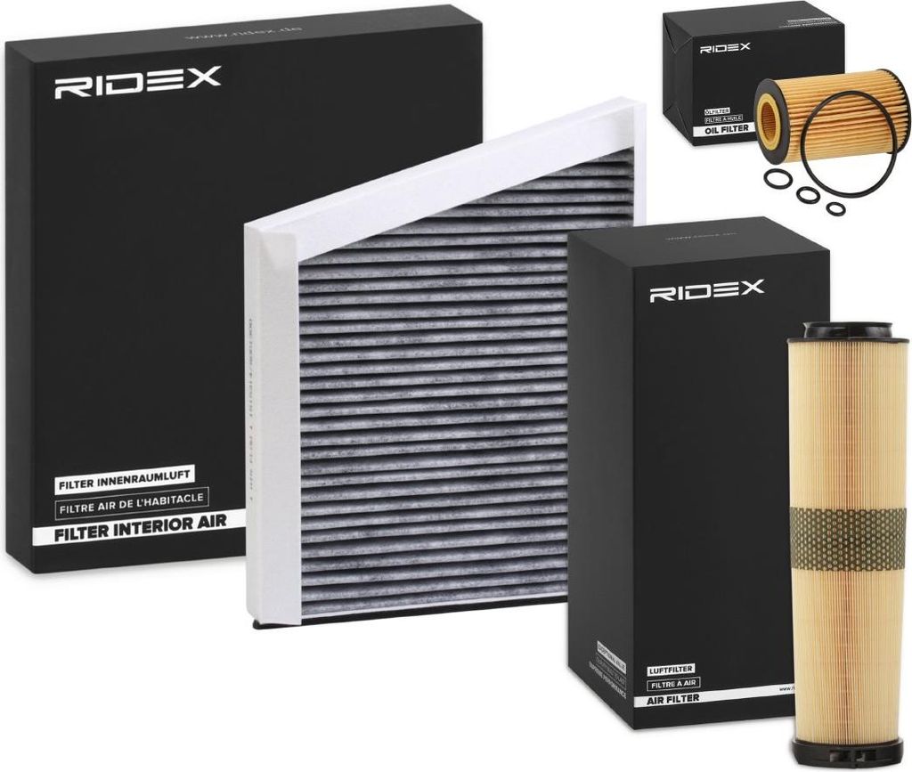 RIDEX Filterset Inspektionspaket Filtersatz passend für MERCEDES-BENZ E-Klasse Limousine (W211) E-Klasse Limousine (W212) E-Klasse T-modell (S211)