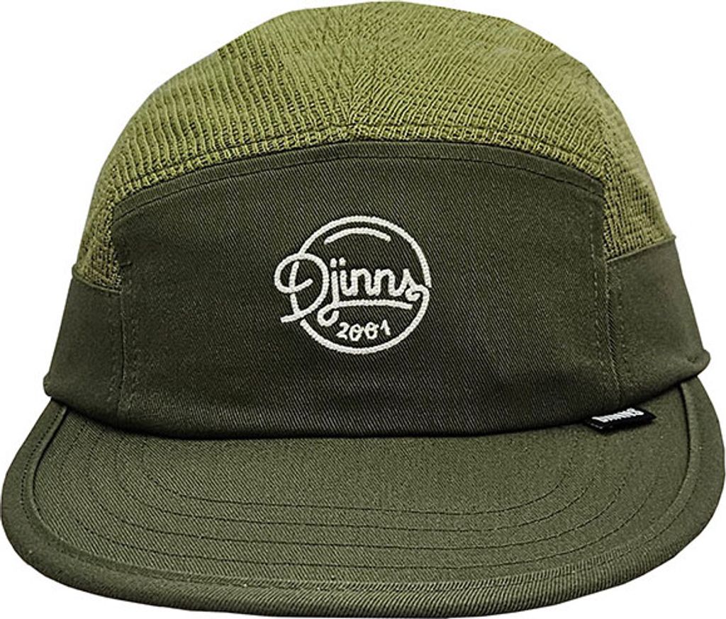 DJINNS 5 Panel Soft Flat Cap Summer Knit olive