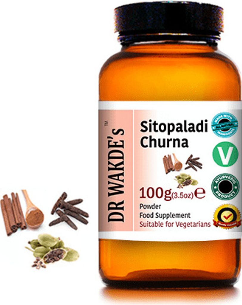 DR WAKDE'S Sitopaladi Churna Pulver - 100g (3,5 Unzen) | Klassische Ayurvedische Formel | Mischung aus Getrockneten Gewürzen | Pflanzlich | Vegan