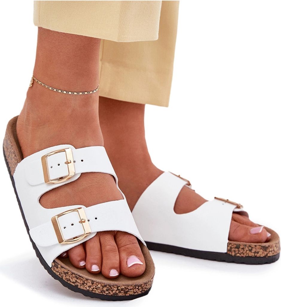 Damen Sandalen mit Schnallen aus Kunstleder weiß Iskira 36