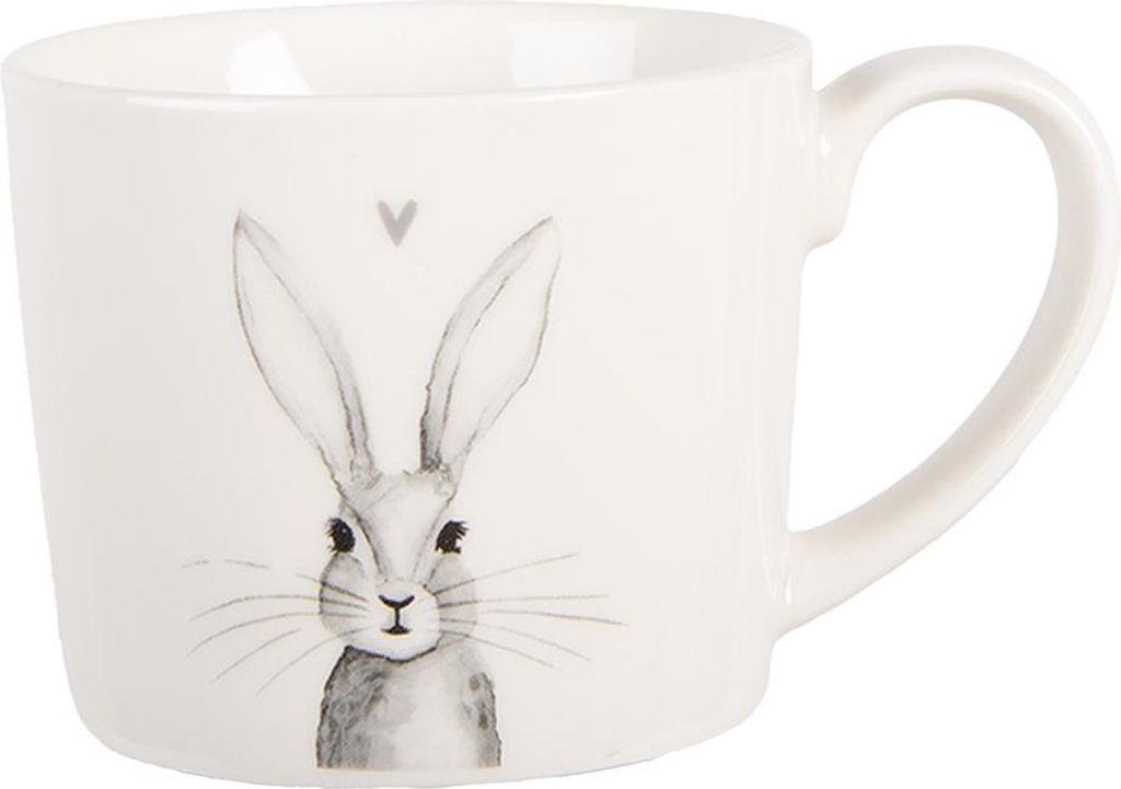 Clayre & Eef Tasse 275 ml Weiß Porzellan Kaninchen