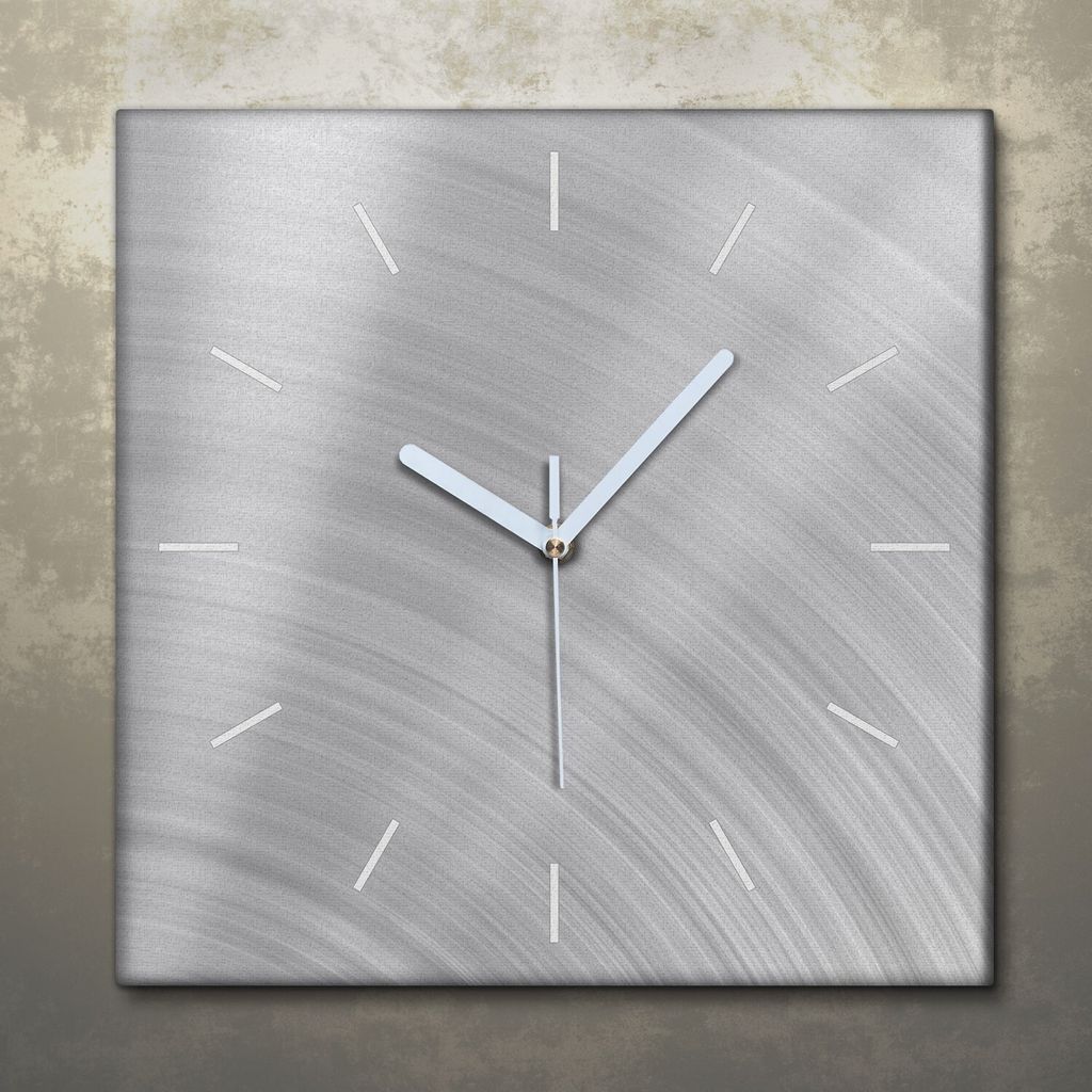 Wohnzimmer Leinwand Uhr Geräuschlos Küche 30x30 Metall, Stahl, Motive, Texture, weiße Zeiger