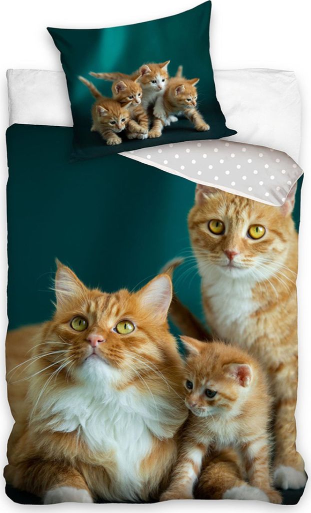 Cat Orange Family Bettwäsche 140×200cm, 70×90 cm Produktbild 