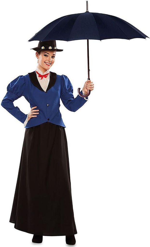 Englisches Kindermädchen Kostüm Nanny für Damen Gr. M/L blau Fasching Karneval Mottoparty Babysitter