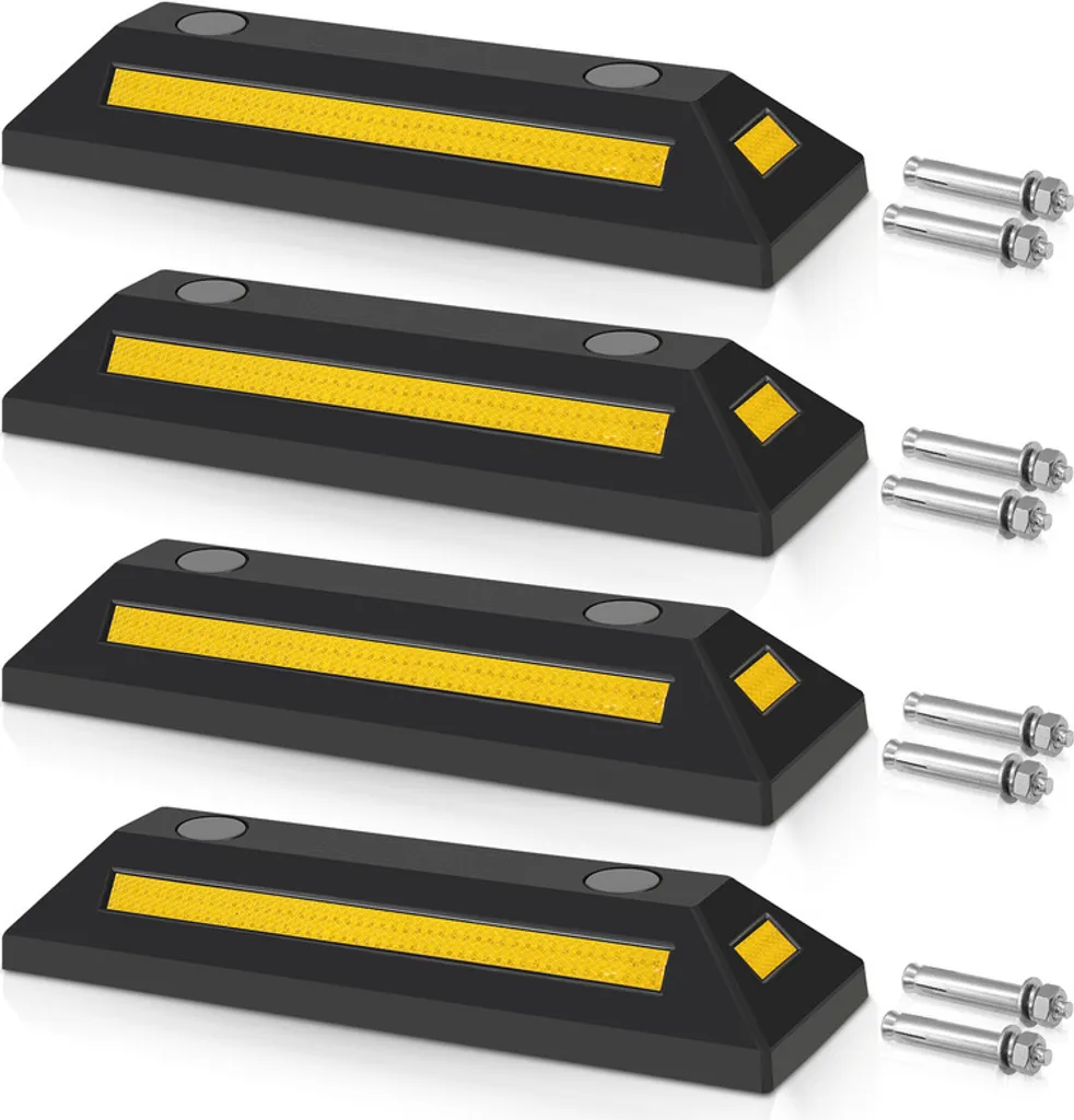 Fiqops Kit 4 Pezzi Fermaruota Garage Gomma Professionale con Catarifrangenti