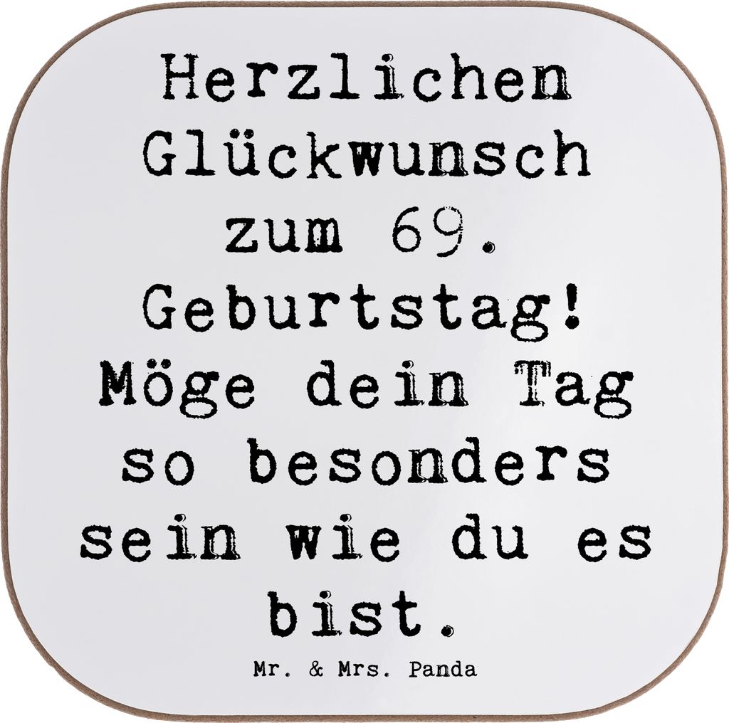 Mr. & Mrs. Panda Getränkeuntersetzer Spruch 69. Geburtstag Besonderer Tag - Weiß - Geschenk, du bist besonders, Untersetzer Gläser, für, Happy ...