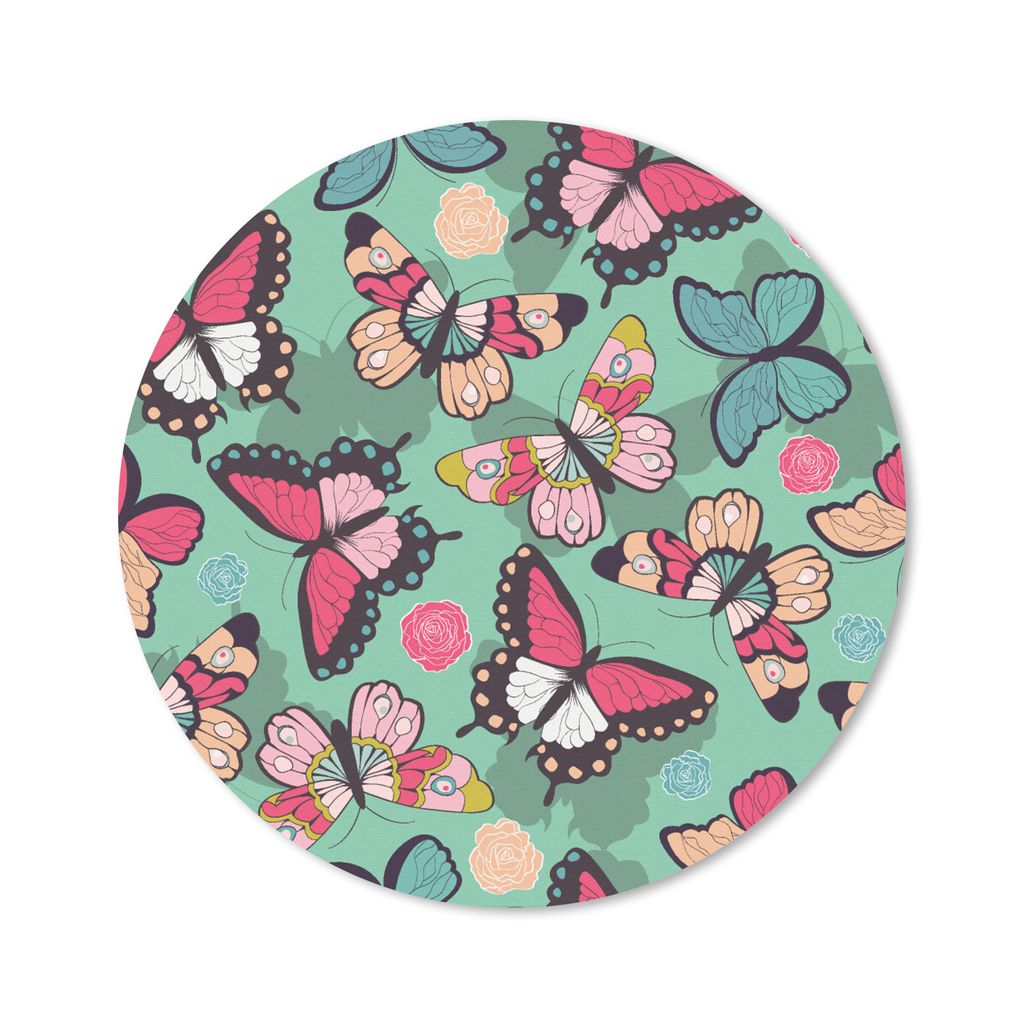 MuchoWow Mauspad Mousepad Schmetterlinge - Muster - Frühling 40x40 cm - Mousepads - Maus Mat - Pad - Mausunterlage - Schreibtisch Accessoires