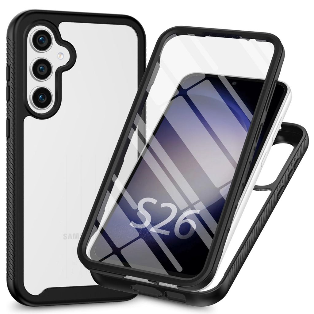 360 Grad Hülle mit eingebautem Displayschutz für Samsung Galaxy S26 Bumper Schwarz