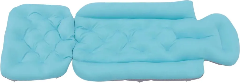 Coussin de bain bleu avec tapis antidérapant extra long et confortable