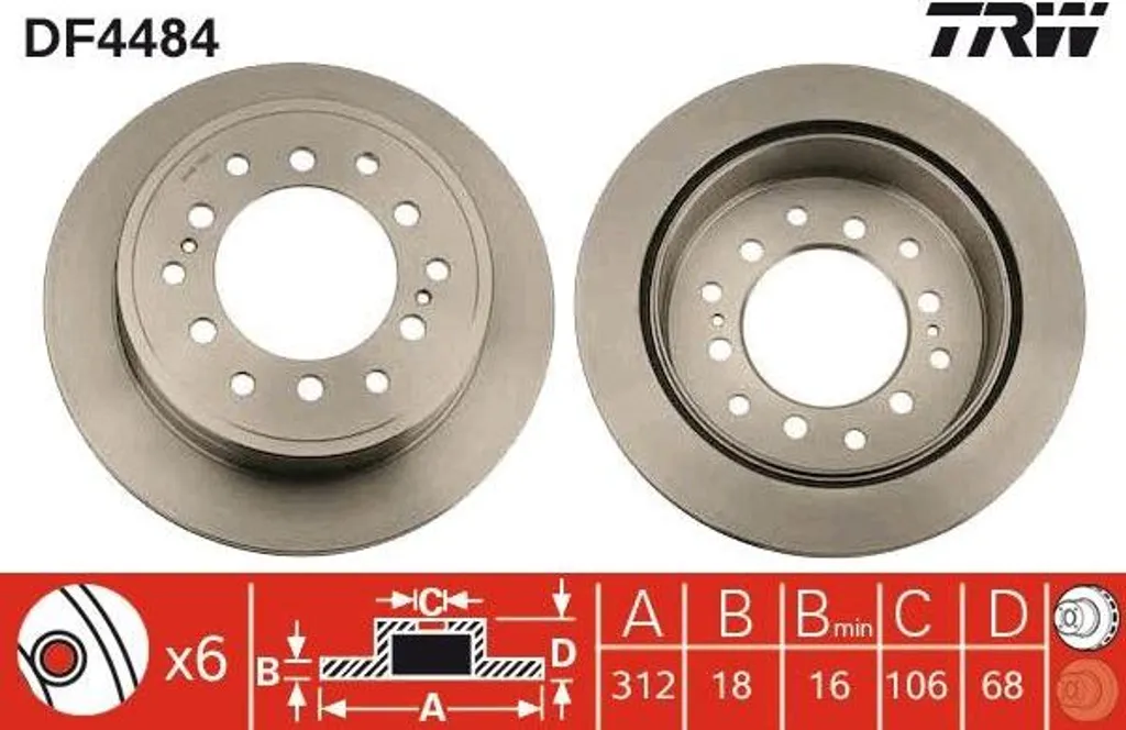 Disque de frein ventilé TRW pour Land Cruiser - Haute Performance OE