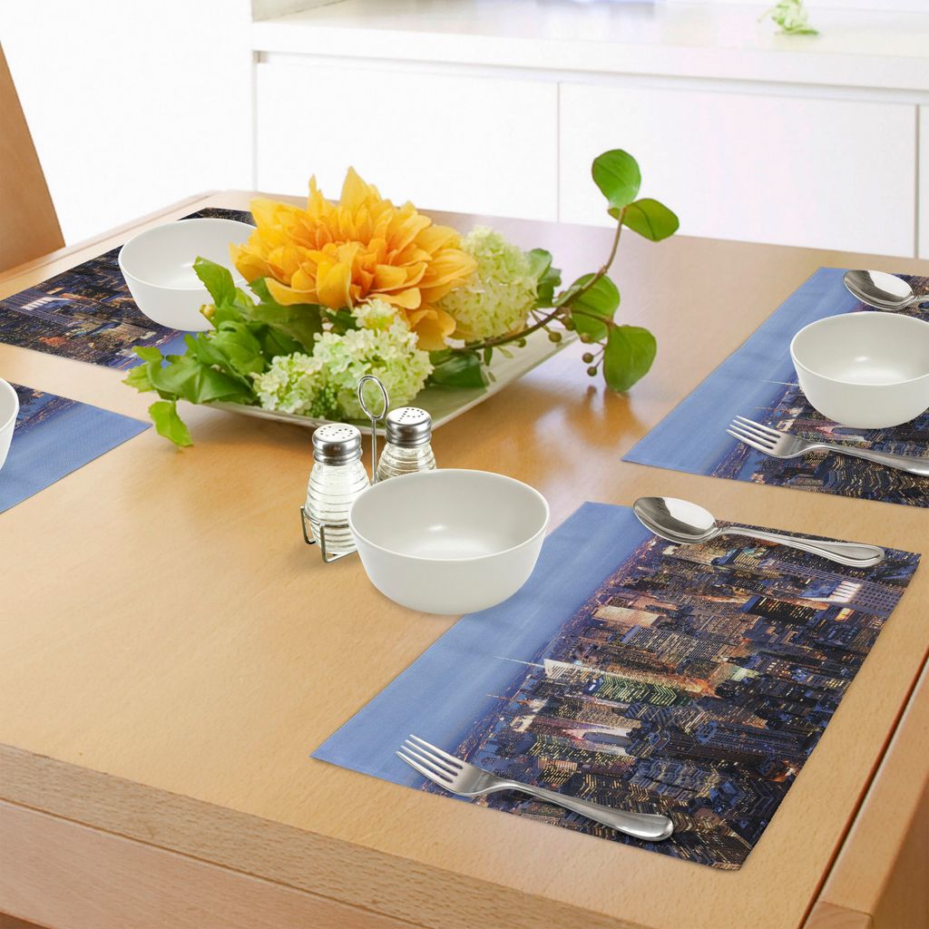 ABAKUHAUS New York Platzmatten, Vogelperspektive von NYC voll von Wolkenkratzern Manhattan Times Square-berühmtem Stadtbild-Panorama, Tiscjdeco au...