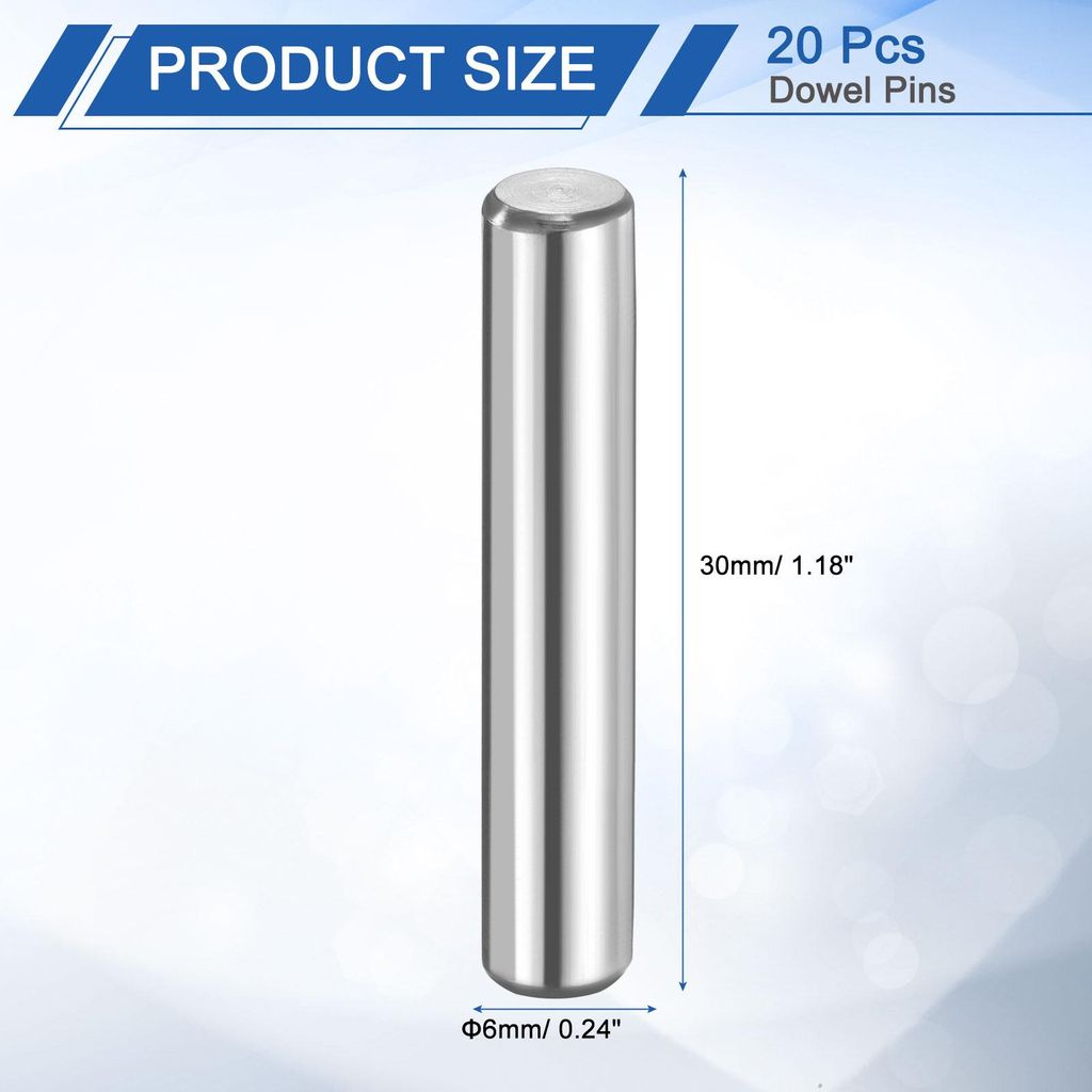 20 Stš¹ck Zylinderstifte Rostfrei, 6 mm x 30 mm Spannstift Passstift, 316L Metallstifte Edelstahl, Dš¹belstifte Bolzen Metall fš¹r DIY, M?bel...
