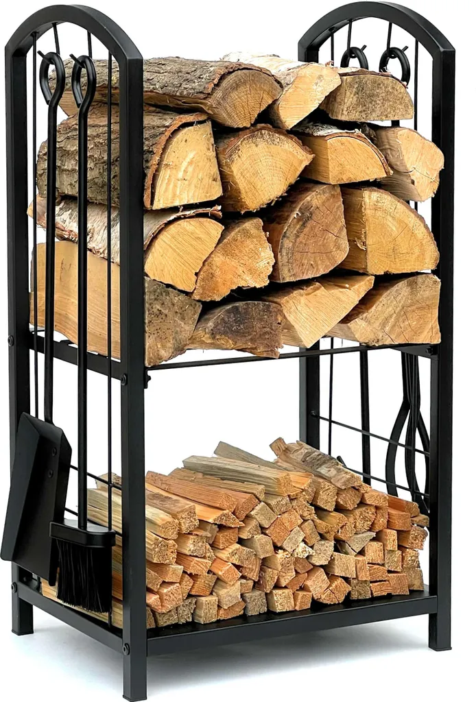 Fini le désordre avec ce range-bûches 72 cm en métal et son serviteur - 7