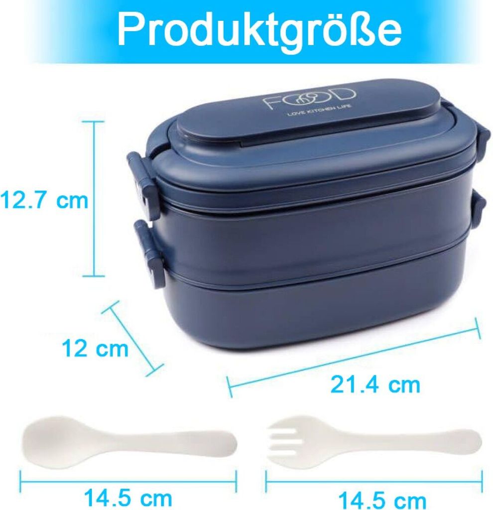 Lunch Box - 1550ml Brotdose 2 Etagen 3 F?chern - Lunchbox Produktbild 2