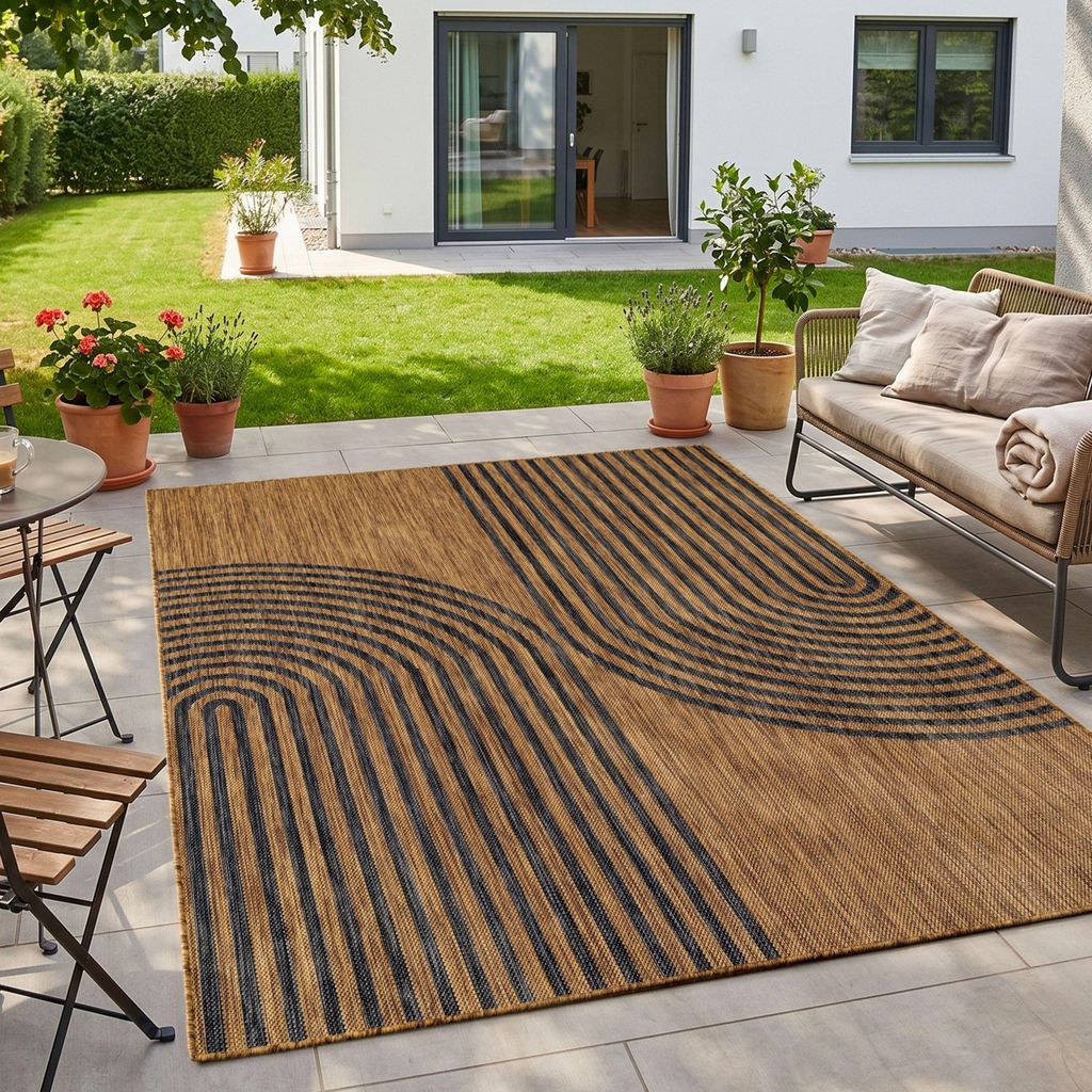 Homebyhome Outdoor Teppich Schwarz Natur Jute Optik 200x280 Produktbild 