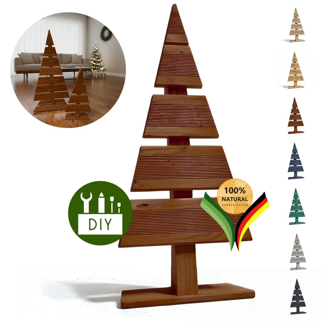 be4nature Tannenbaum Holz Höhe 60 cm Fußbreite 27 cm Weihnachtsbaum Alternative Weihnachtsdeko Holztannenbäume Kleiner DYI Braun