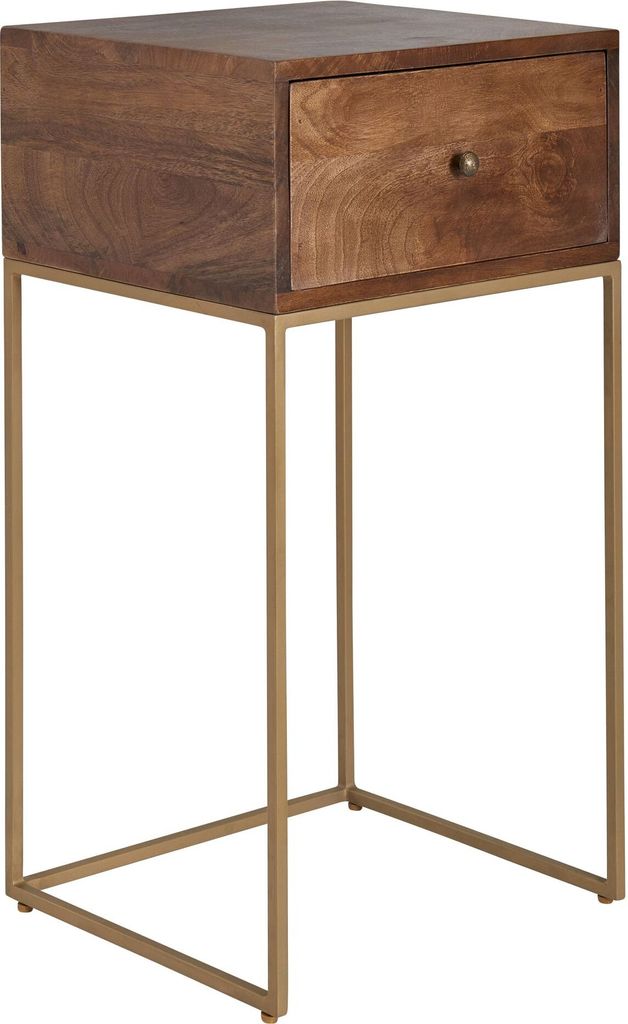 WOHNLING Nachttisch Mango Massivholz / Metall 40x75,5x35 cm Produktbild 