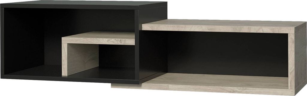 Hängeregal Menen 12, Eiche / Schwarz - Abmessungen: 32 x 110 x 29 cm (H x B x T)