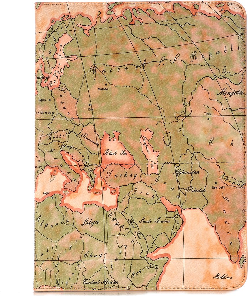 Für Samsung Galaxy Tab S3 SM-T820 SM-T825 9,7 Zoll (2017) Schutzhülle Case Schutz Hülle Kunstleder Weltkarte Tasche Etui BEIGE mit Standfunktion