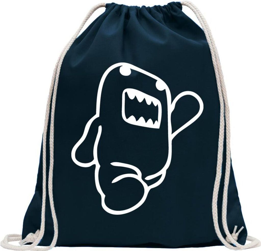 Kiwistar - Turnbeutel - dunkelblau - Domo Kun laufend - Fun Rucksack Sport Beutel Gymsack Baumwolle mit Ziehgurt