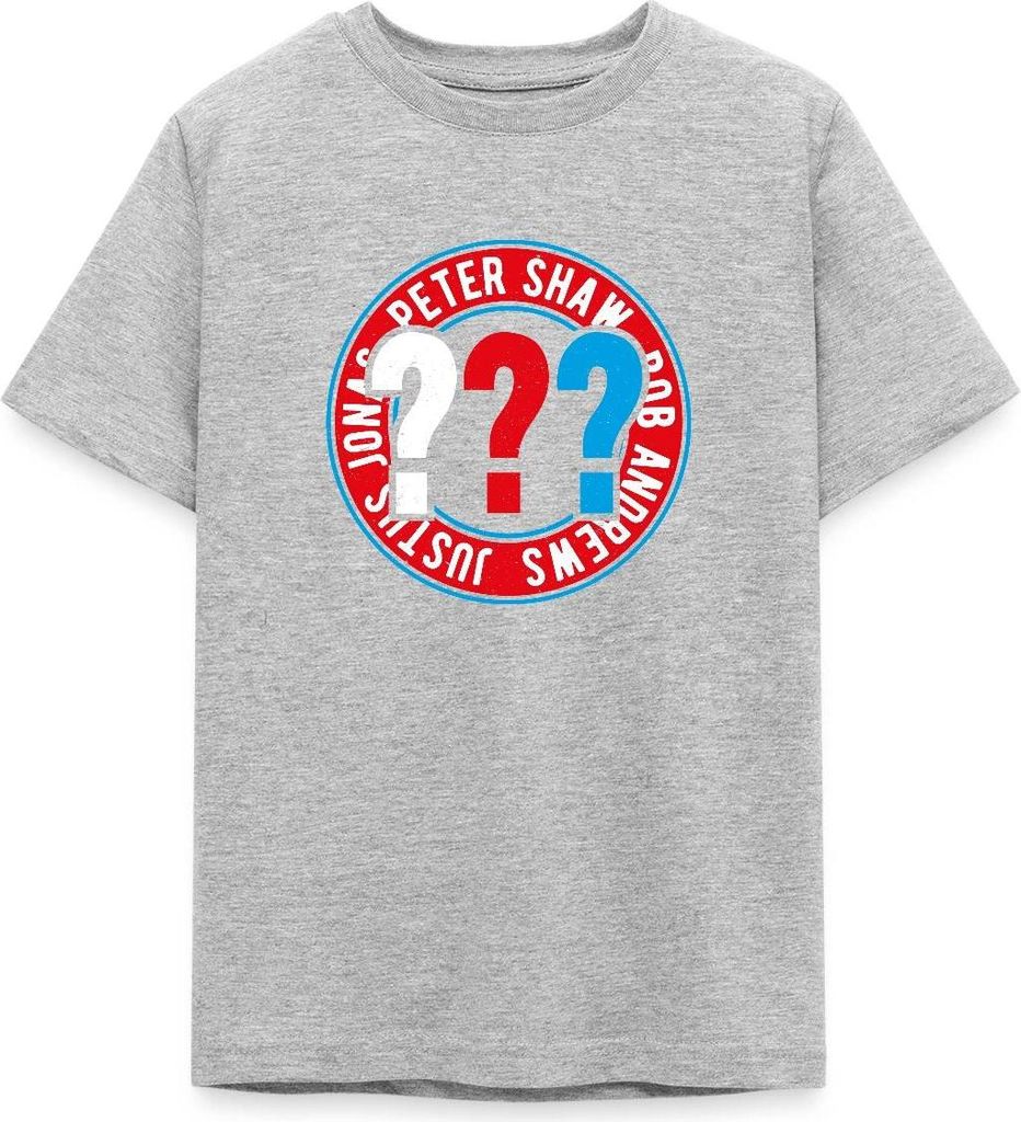 Spreadshirt Die Drei Fragezeichen Kids Logo Kreis Teenager T-Shirt, 152/164 (12-14 Jahre), Grau meliert