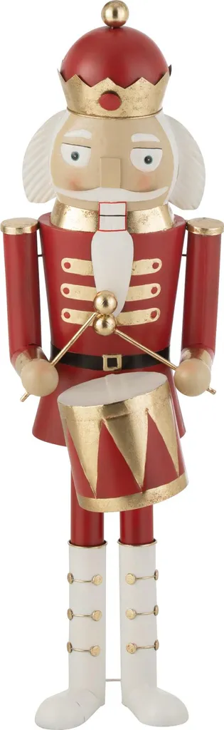 J-Line Casse-Noisette Tambour Fer Rouge et Or Moyen - Déco de Noël Chic
