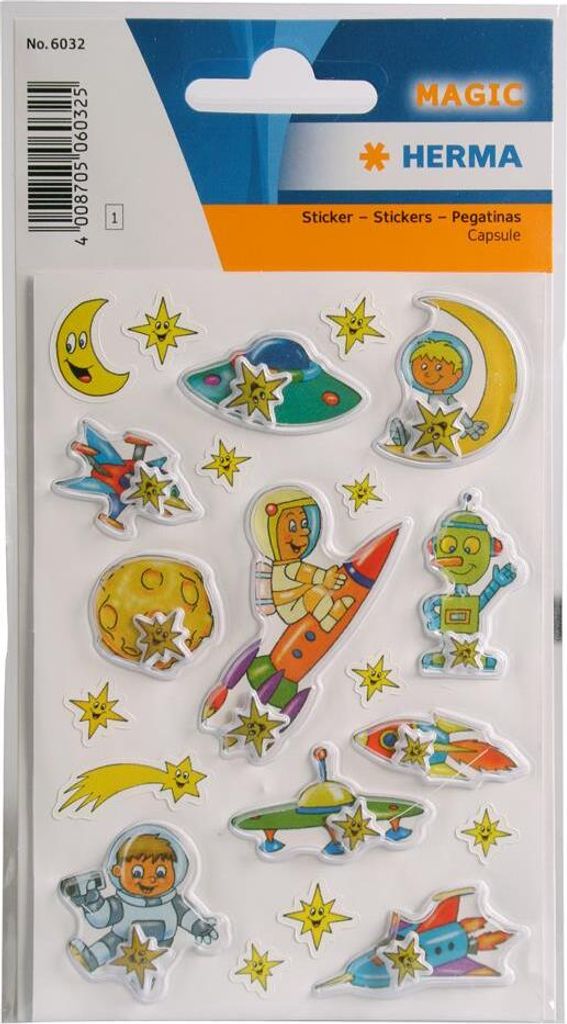 lustige selbstklebende Astronautensticker mit 3D-Effekt aus der Serie MAGIC