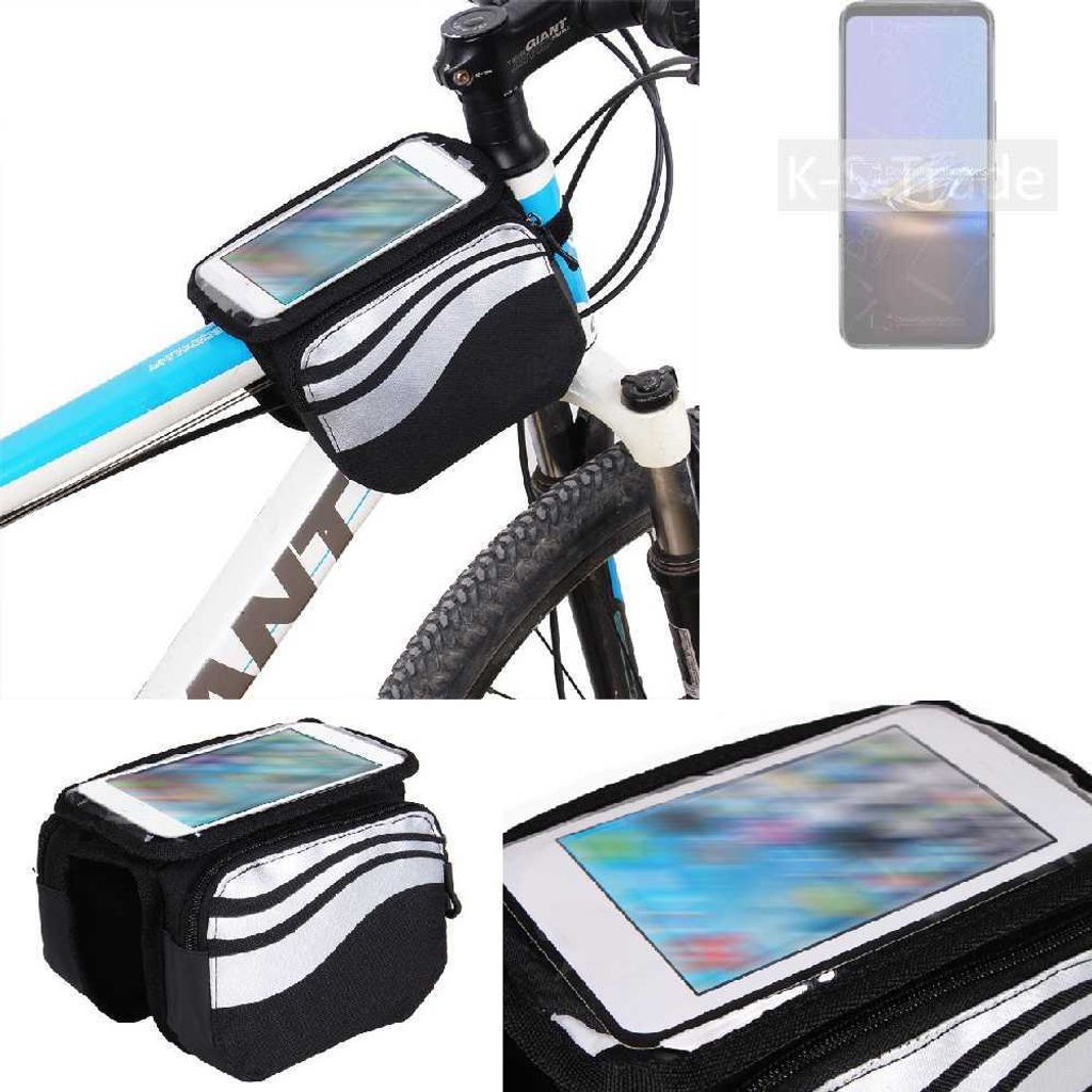 K-S-Trade Rahmentasche Fahrrad-Halterung kompatibel mit Asus ROG Phone 6D Ultimate Rahmenhalterung Fahrrad Handyhalterung Fahrradtasche Handy