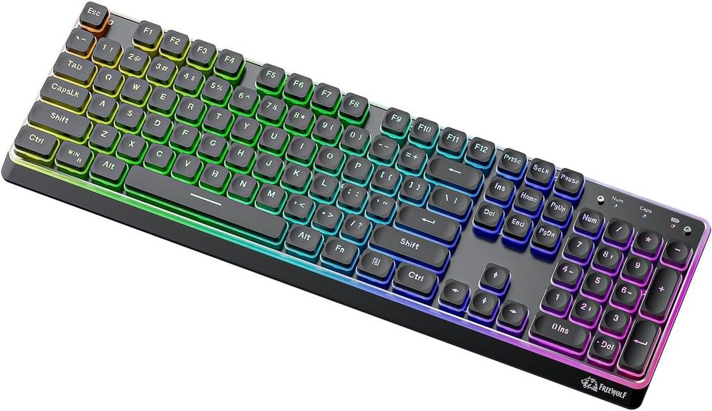 ZIYOU LANG x FREEWOLF M104 Wireless Keyboard, Triple Mode 75% RGB Gaming Keyboard, 4000mAh, BT/2.4G/USB-C, Win/Mac Rechargeable Aluminum Office Typing